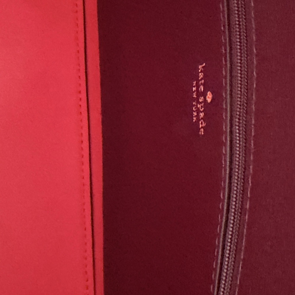 Kate Spade Kaci Medium Clover Tote - Chocolate Cherry Exterior, Red Inside - Picture 10 of 10
